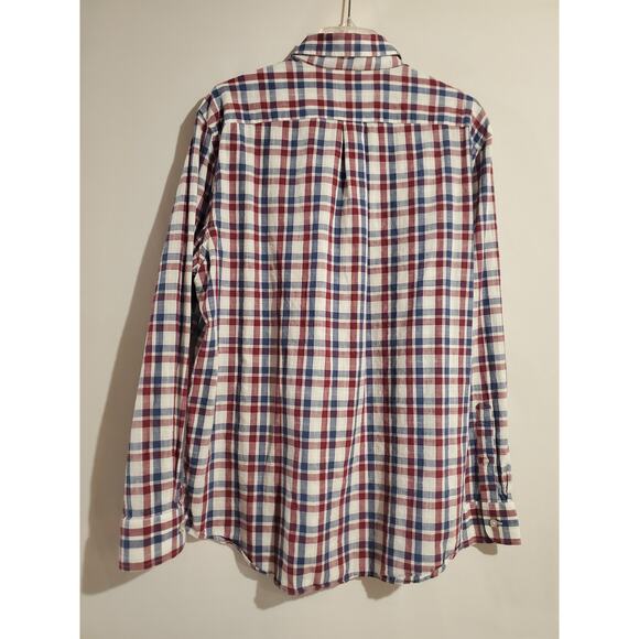 Vineyard Vines Flannel Plaid Whale Button Down Shirt Mens Size L Patriotic USA - Picture 2 of 11